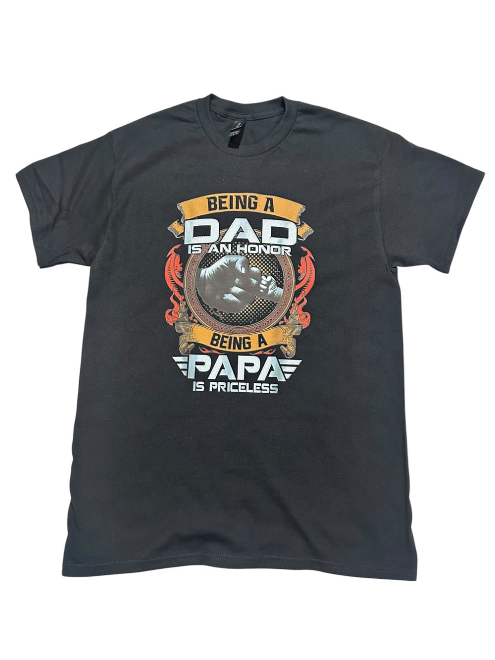 Men’s Black 'Being a Dad / Being a Papa' Graphic Tee New Without Tags